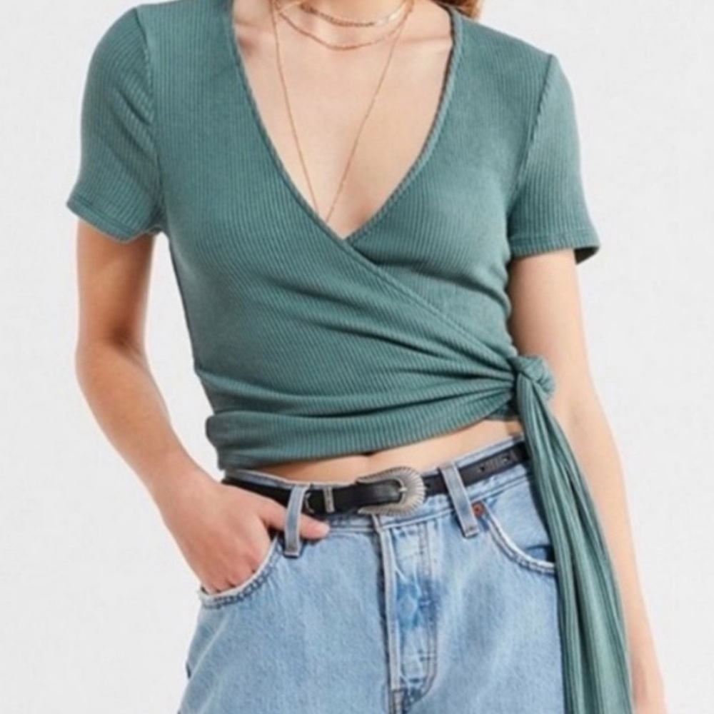 Urban Outfitters Seafoam Green Tie Shirt